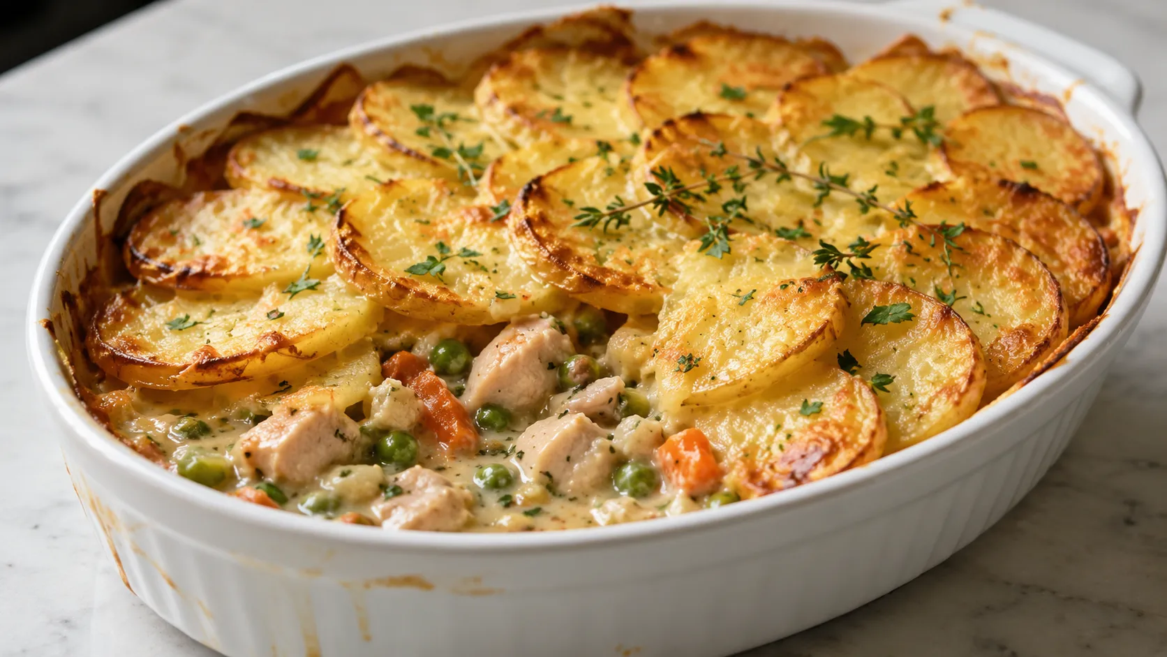 Mary Berry chicken hotpot with golden potato topping