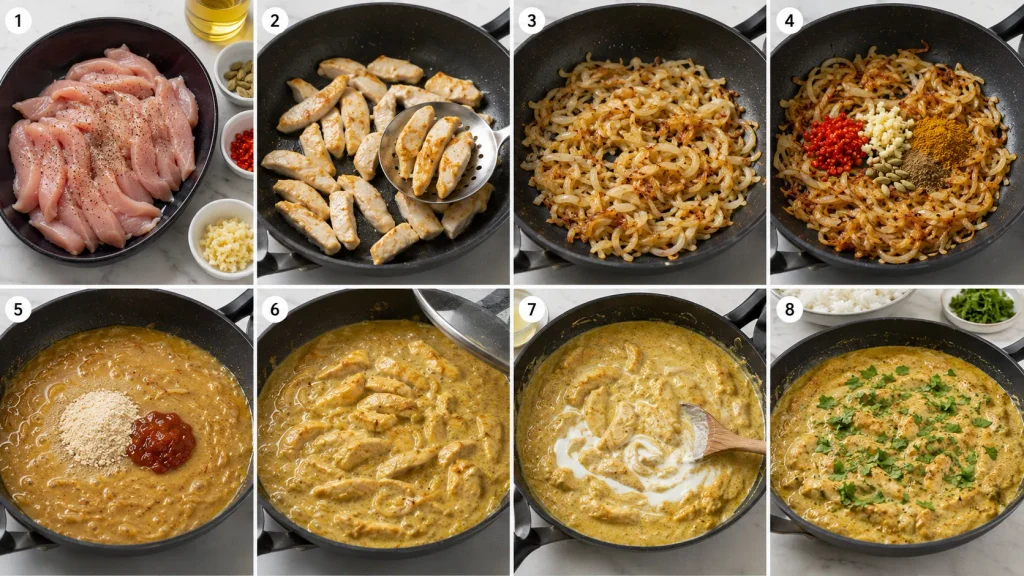 Step-by-step preparation of Mary Berry Chicken Korma