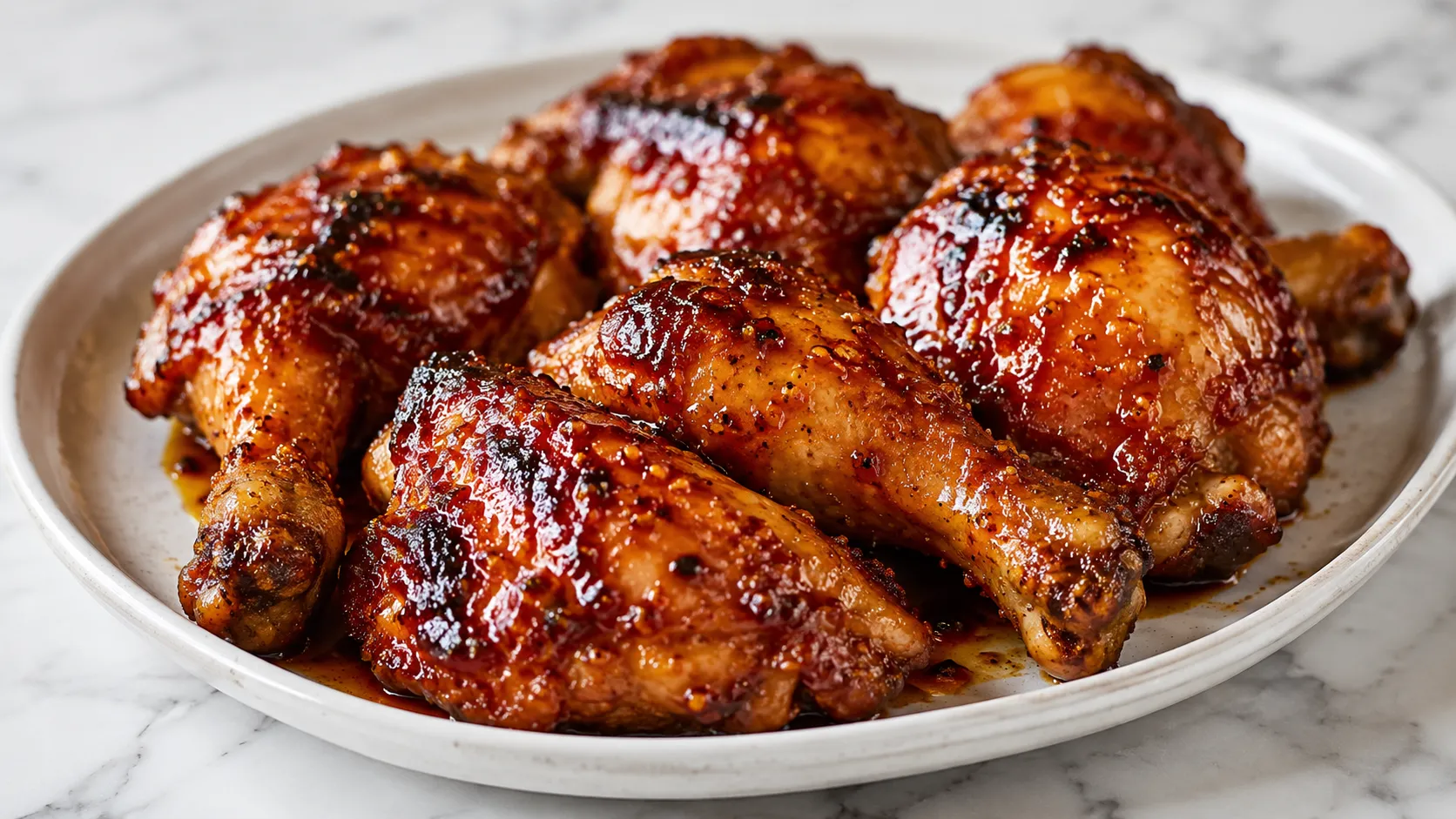 Mary Berry Sticky Chicken with glossy caramelised glaze on roasted chicken legs