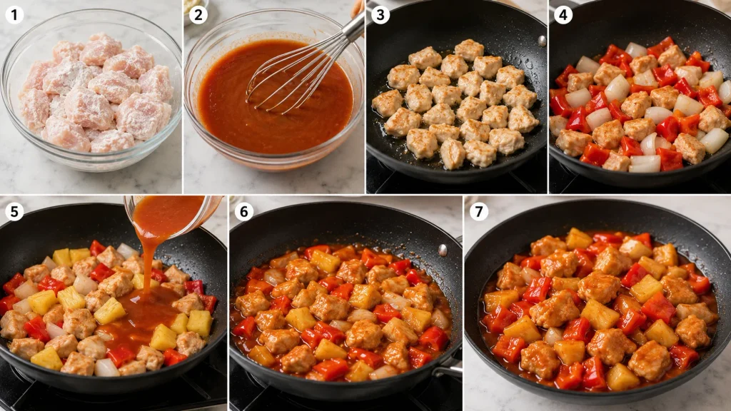 Step-by-step cooking process for Mary Berry Sweet and Sour Chicken Recipe