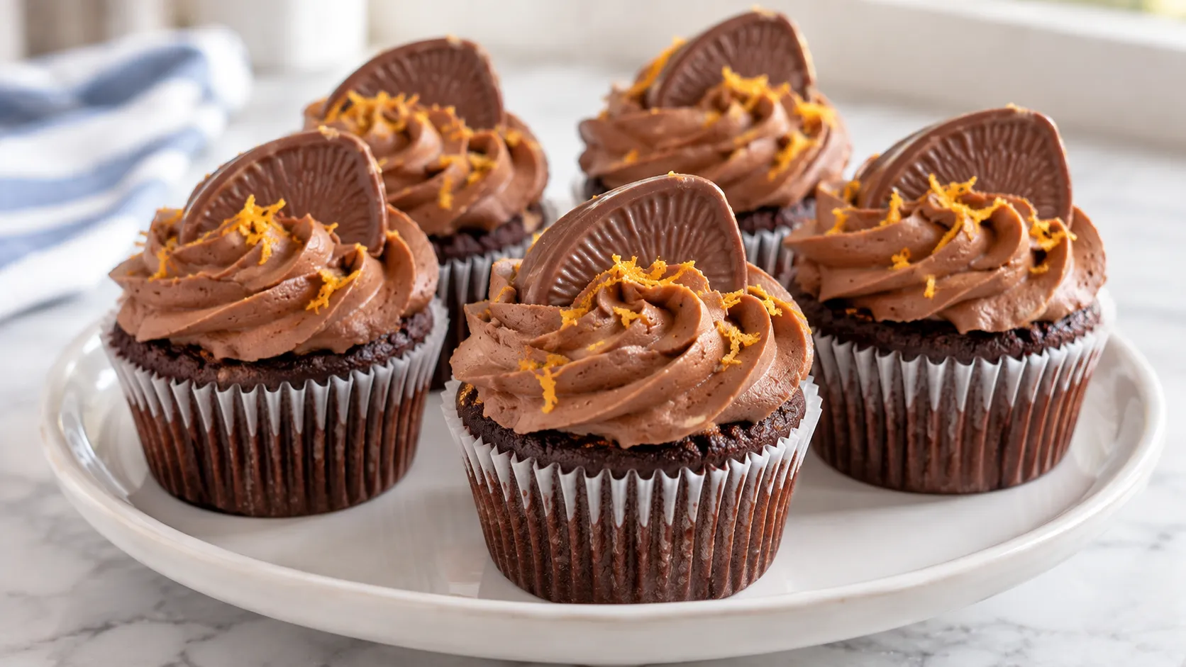 Mary Berry Chocolate Orange Cupcakes with chocolate orange buttercream