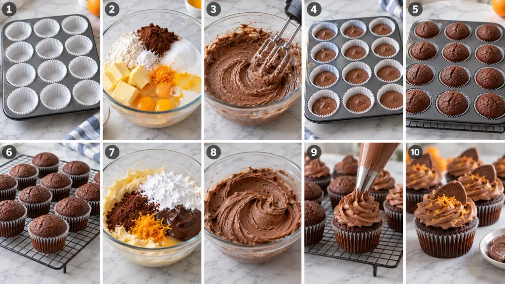 Step-by-step cooking process for Mary Berry Chocolate Orange Cupcakes