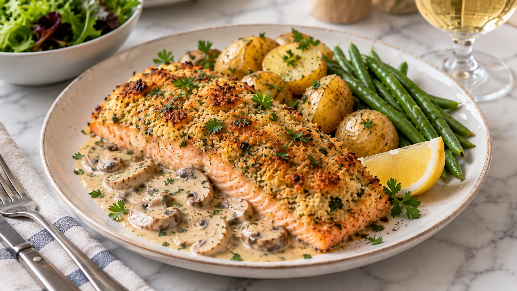 Mary Berry Herb Crusted Salmon Recipe with a crisp Parmesan and herb crust