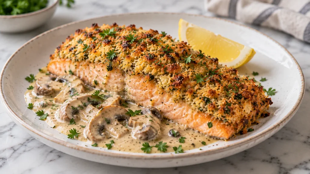 Mary Berry Herb Crusted Salmon Recipe with a crisp Parmesan and herb crust