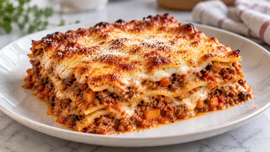 Mary Berry Lasagne al Forno with golden brown bubbling top