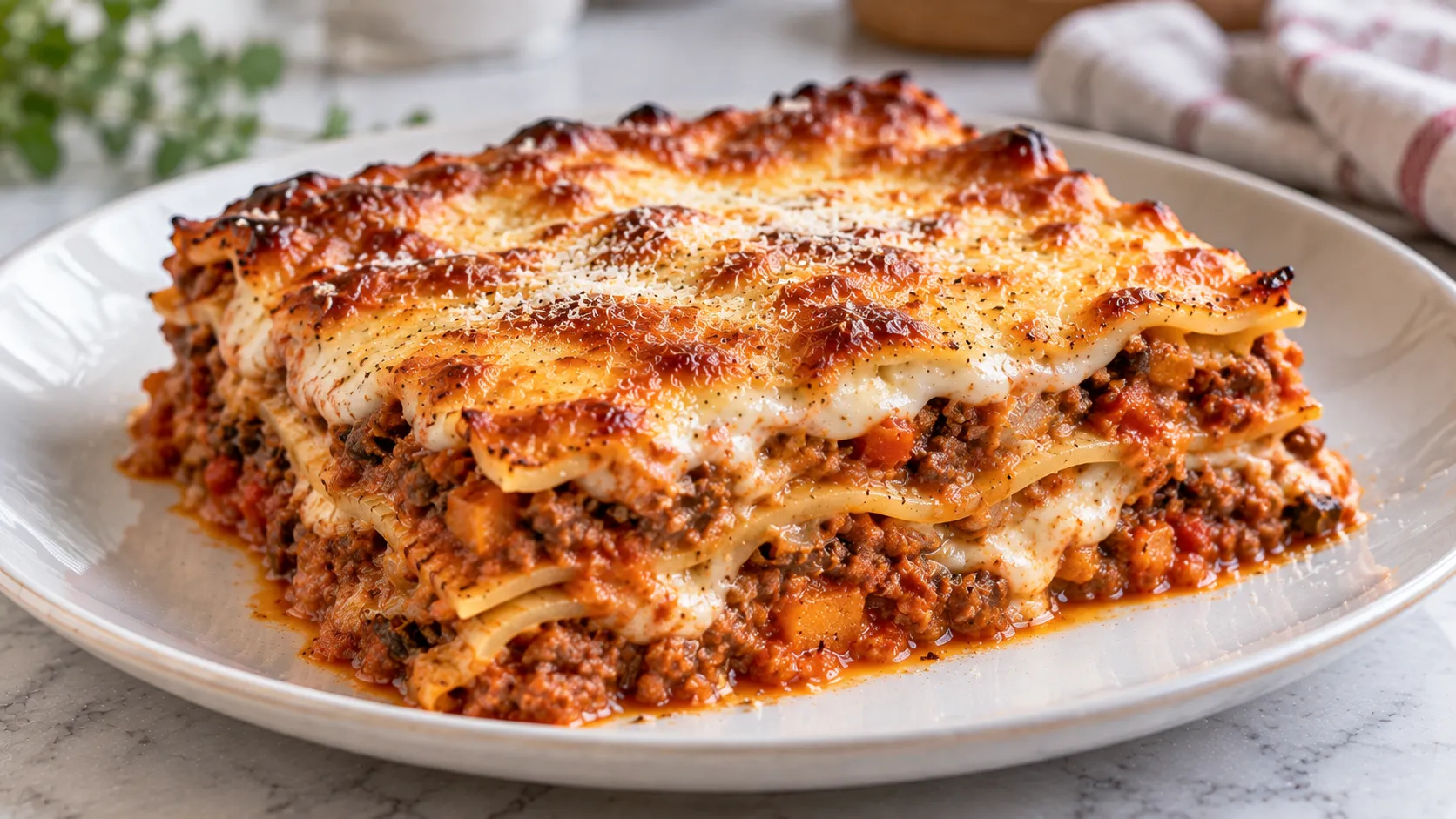 Mary Berry Lasagne al Forno with golden brown bubbling top
