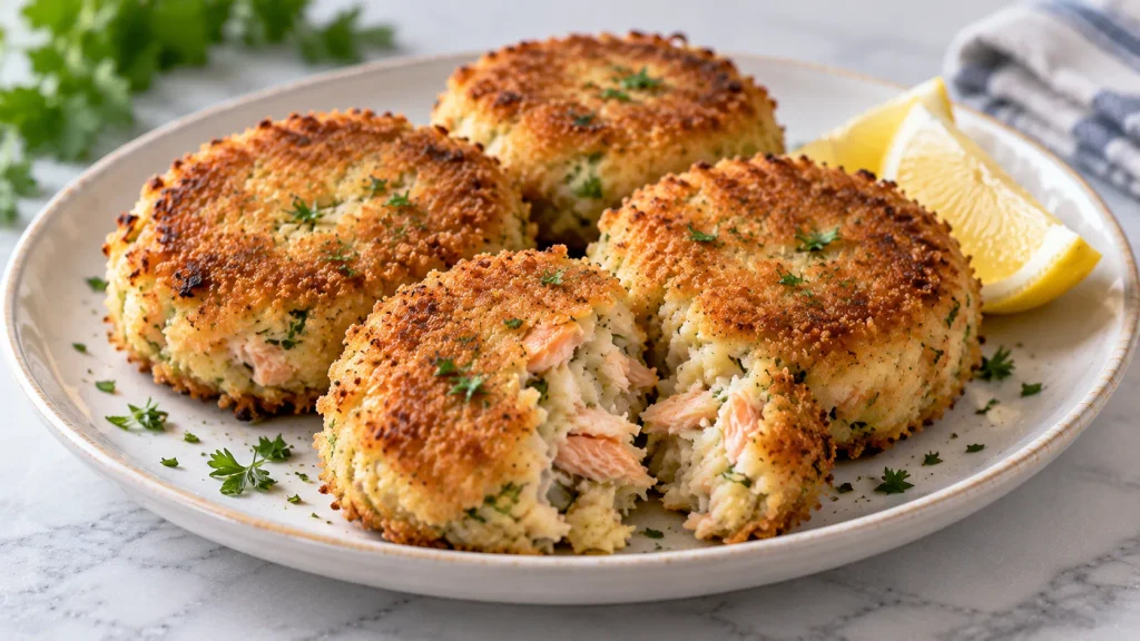 Mary Berry Salmon Fish Cakes with a crisp golden breadcrumb coating and flaky centre