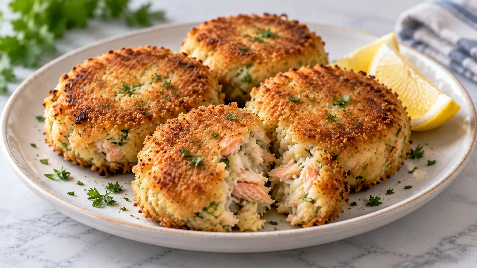 Mary Berry Salmon Fish Cakes with a crisp golden breadcrumb coating and flaky centre