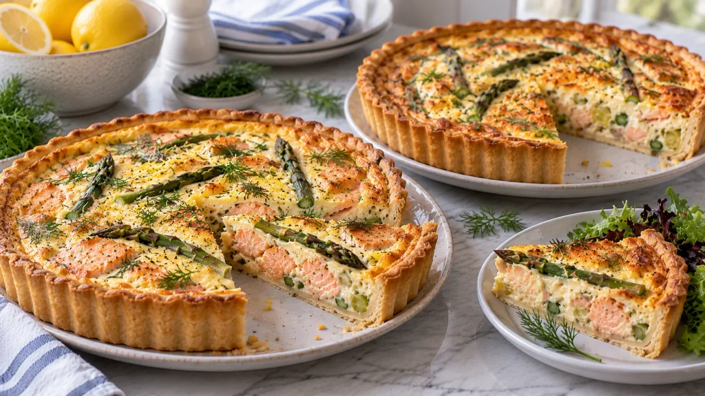 Mary Berry salmon quiche recipes featuring smoked salmon quiche and salmon and asparagus quiche