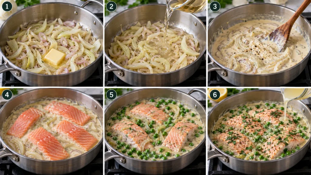 Step-by-step cooking process for Mary Berry Salmon and Fennel Recipe