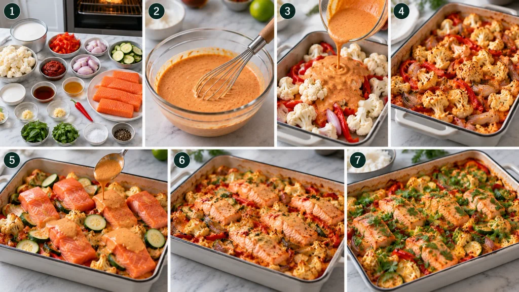 Step-by-step cooking process for Mary Berry Thai Salmon Traybake Recipe