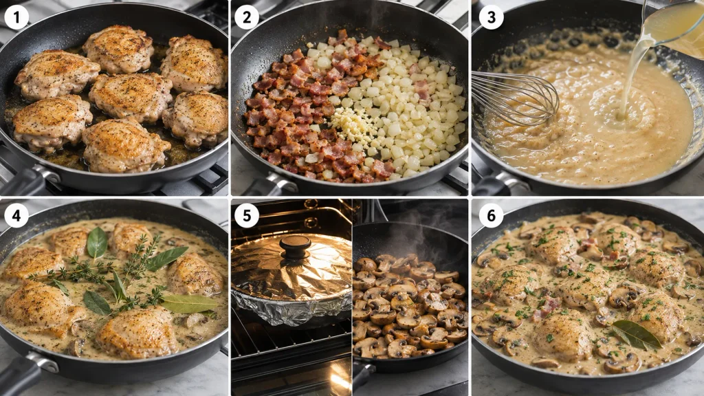 Cooking steps for Mary Berry creamy chicken casserole with white wine